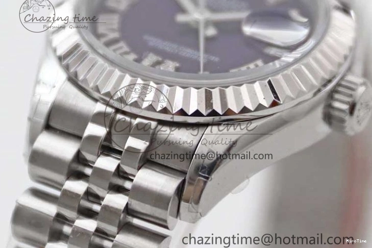 MiroTime 0516 Lady DateJust 28 SS TWF 1:1 Best Edition 904L Steel Purple Dial Roman Markers on President Bracelet NH TravelReady 2172